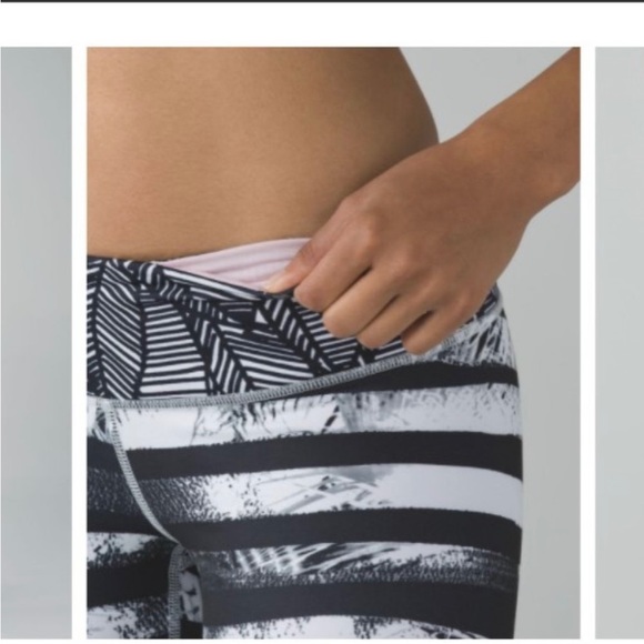 NWT Lululemon Wunder Under Crop II Full on Luon Palms Black White Leggings 6 - Picture 4 of 8